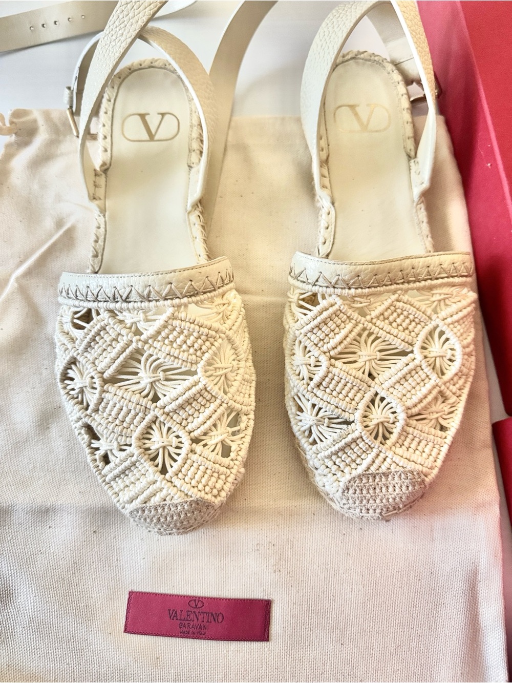 Valentino Garavani Cream crochet Espadrille Sandals